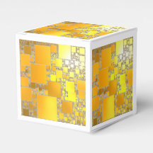 Caixa de Presente Quadrado Amarelo e Laranja