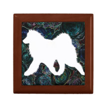 Rosas & Elétricos Samoyed; Wooden Jewelry Keepsaem