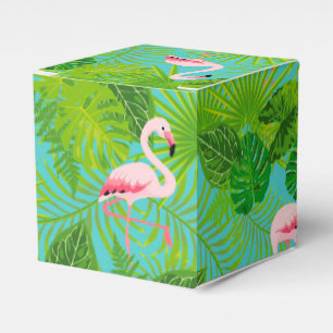 Caixa de presente tropical da palma do flamingo