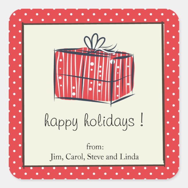 Caixa de presente vermelha bolinhas adesivos de fé (Frente)