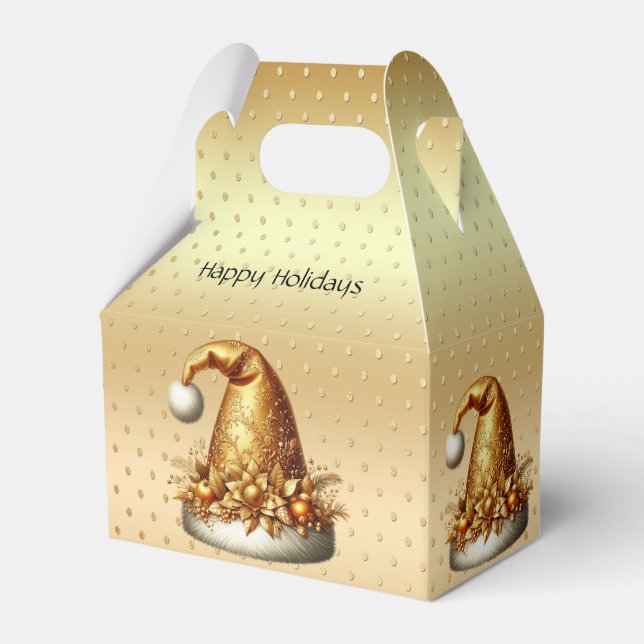 Caixa de presentes de Natal do Dourado Santa Hat