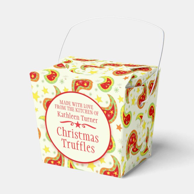 Caixa de presentes verde-creme da estrela de natal (Frente)