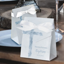 caixa de promoção do batismo azul-aquarela