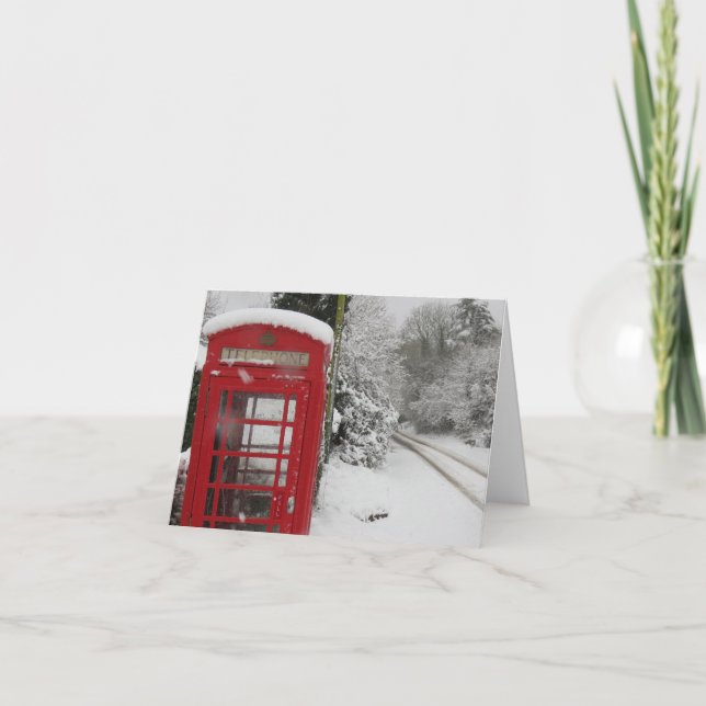 Caixa de Telefone na neve cartão postal em branco (Frente)