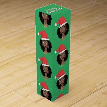 Natal Red Santa Hat, Mulher Negra, Verde