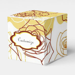 Caixa do favor do cubo dos rosas amarelos da