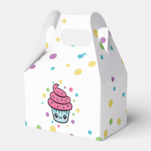 Caixa do favor do cupcake do feliz aniversario