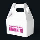 Caixa do kit de sobrevivência "Festa de solteira"<br><div class="desc">Pronto para preencher com "suprimentos de sobrevivência"! Faz um presente divertido! Cores e fontes diferentes disponíveis.</div>