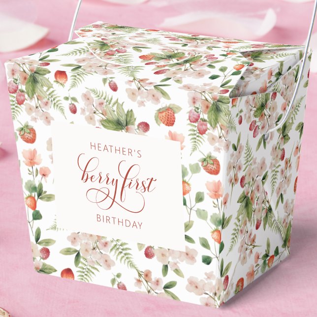 Caixa do Primeiro Favor de Berry (Berry First Birthday Floral Favor Box by Painted Paperie
)