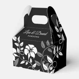 Caixa floral preto e branco do favor do casamento