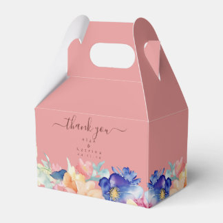 Caixa Gable de Favor de Casamento Floral Rosa Cora
