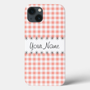 Caixa iPad de Verificação 'Name' de Coral Gingham