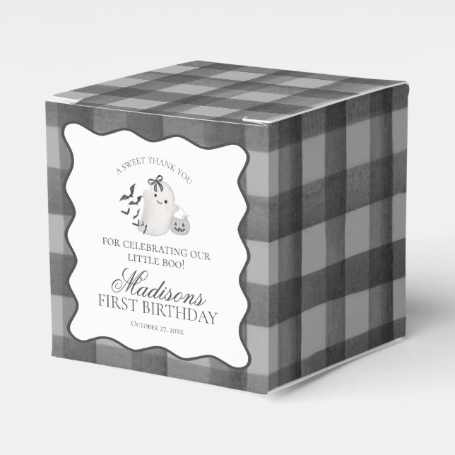 Caixa Pequena de Gingham Preto para Aniversário de (Frente)