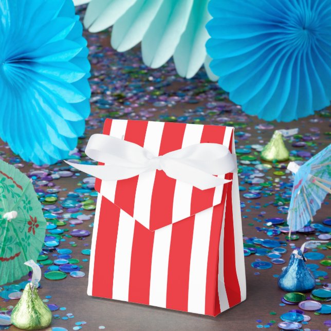 Caixa Pequena de Tenda Listrada Clássica de Vermel (Festa)
