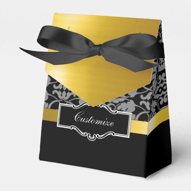 Caixa Personalizada de Favoritos Preto e Dourado (Frente)