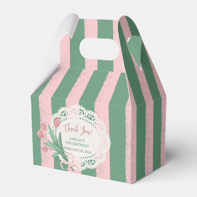 Caixa Personalizada Romântica com Laço Rosa & Flor (Frente)