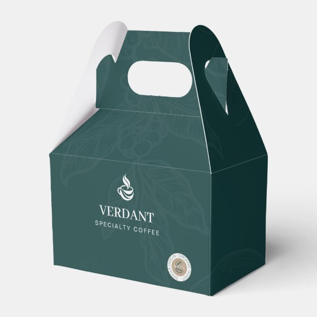 Caixa Premium de Café e Bolo de Café Verde Escuro (Frente)