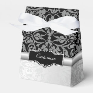Caixa preta & de prata personalizada 3 do favor do