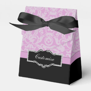 Caixa preta e cor-de-rosa personalizada do favor