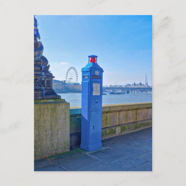 Caixa telefônica da polícia Londres Cartão postal  (Frente)