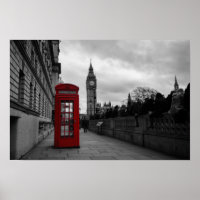 Caixa telefônica vermelha na poster de Londres