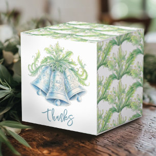 Caixa verde-prateado sinos de casamento