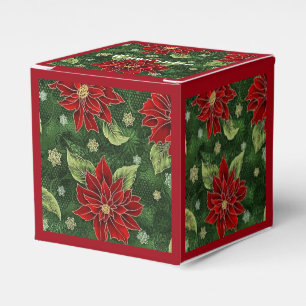 Caixa vermelha do favor do cubo da poinsétia