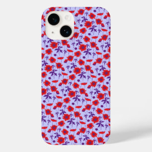 Caixa vermelha do roxo iphone5 da papoila botânic