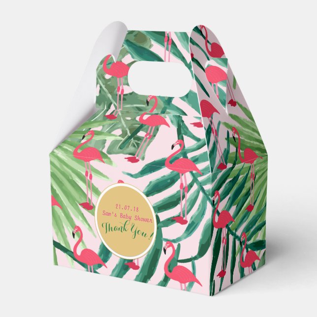 Caixas com Cumeeira Personalizadas Flamingos Folha (Frente)