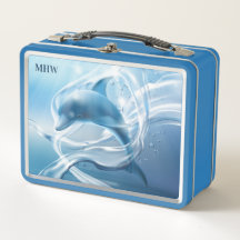 Caixas de almoço personalizadas do Dolphin Azul