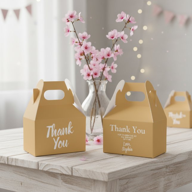 Caixas de aniversário de 21 anos elegantes - Doura (Thank You - elegant birthday favor box.)