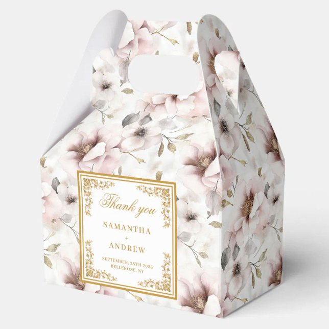 Caixas de bonificação de cor rosa empoeirado Elega (Elegant dusty pink watercolor wedding favor boxes)