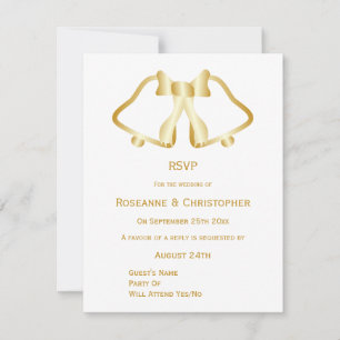 Caixas De Cartão RSVP De Casamento Dourado E Fita