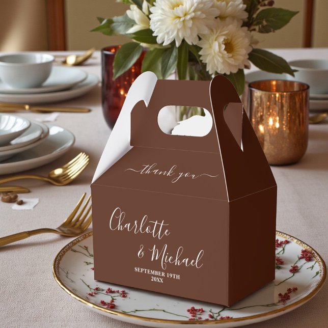 Caixas de Casamento Boho Marrom Roscas Minimalista (Criador carregado)