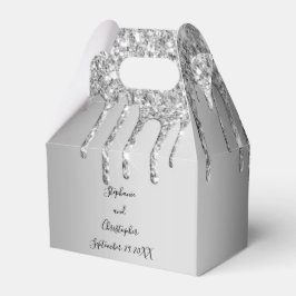 Caixas de casamento com brilho Silver Dripping gli