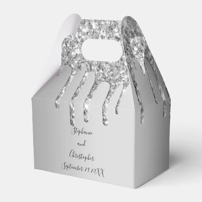 Caixas de casamento com brilho Silver Dripping gli (Frente)