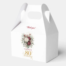 Caixas de Favor de 80º Aniversário Vermelho Bordea