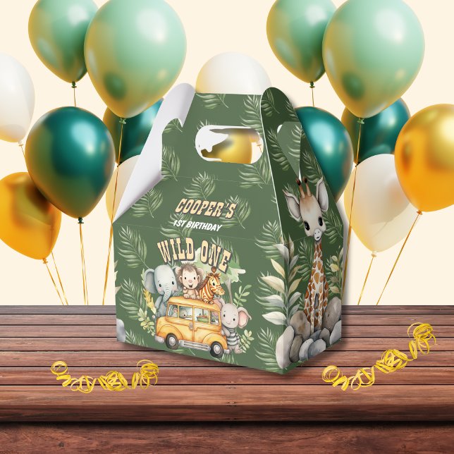 Caixas de favor de animais de safári de aniversári (Criador carregado)