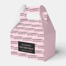 Caixas de Favor de Aniversário Cor-de-Rosa com Nom