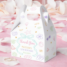 Caixas de Favor de Aniversário Desenhadas à Mão pa