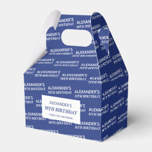 Caixas de Favor de Aniversário Nome e Idade Azul M