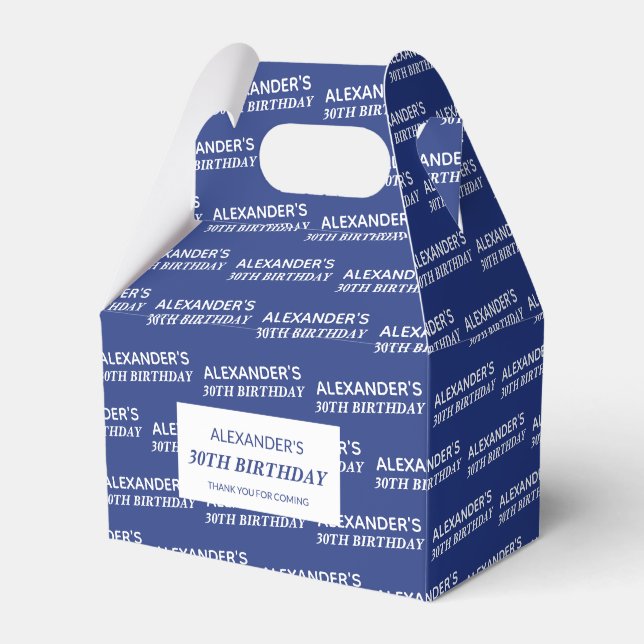 Caixas de Favor de Aniversário Nome e Idade Azul M (Frente)