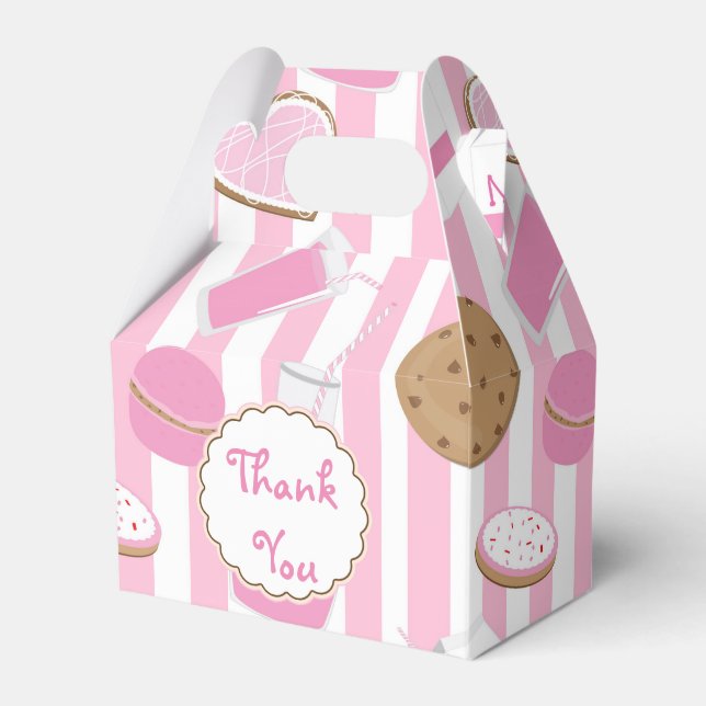 Caixas de Favor de Aniversário Rosa Cookies & Leit (Frente)