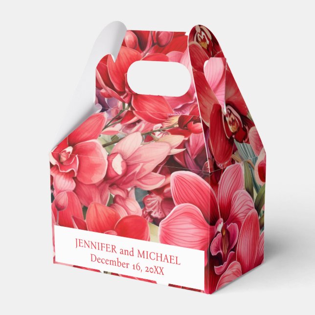 Caixas de Favor de Aquarela de Orquídeas Vermelhas (Frente)