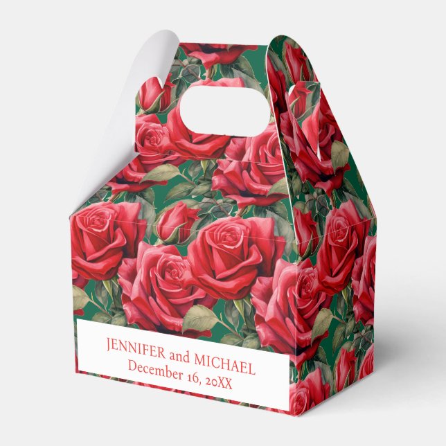 Caixas de Favor de Aquarela de Rosas Vermelhas (Frente)