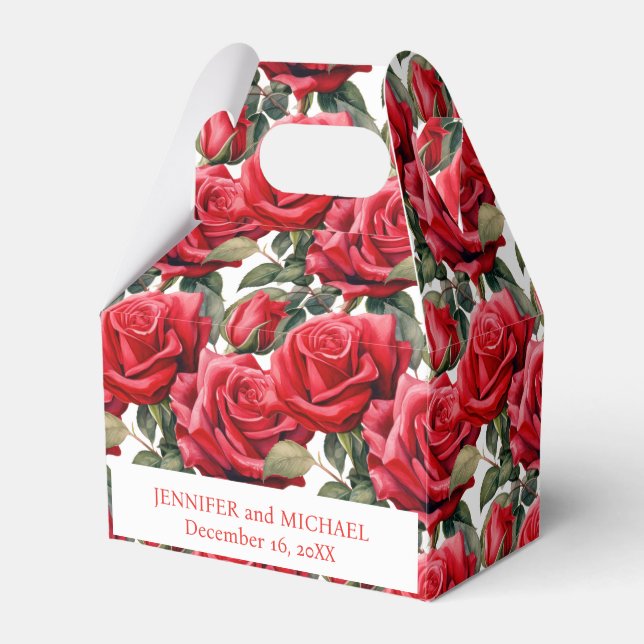Caixas de Favor de Aquarela de Rosas Vermelhas (Frente)