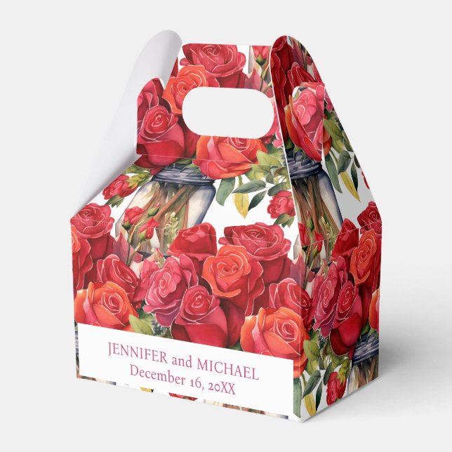 Caixas de Favor de Aquarela de Rosas Vermelhas (Frente)