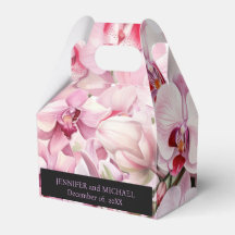 Caixas de Favor de Aquarela Preta e Orquídeas Rosa