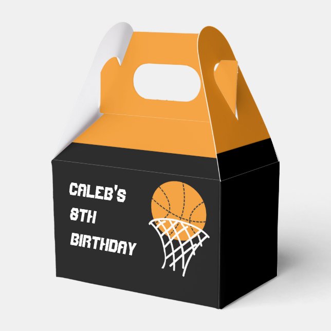 Caixas de Favor de Basquete Preto Laranja Festa de (Frente)