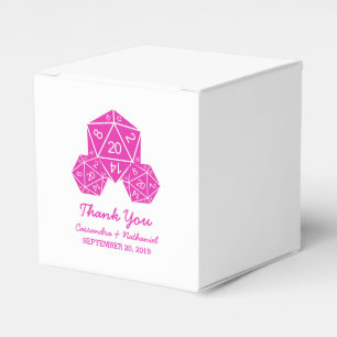 Caixas De Favor De Casamento De Dice D20 Rosa